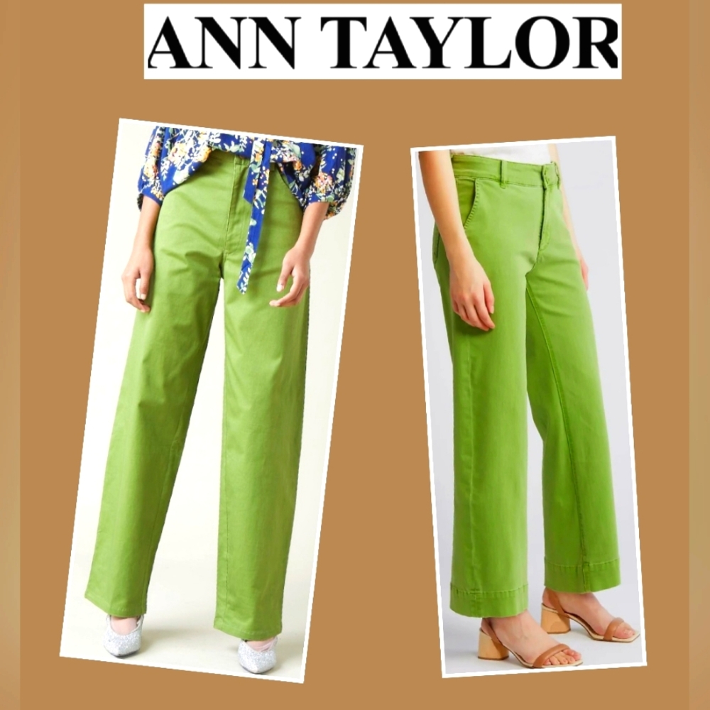 Ann Taylor Olive Green Wide Legs Pants